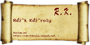 Rák Károly névjegykártya